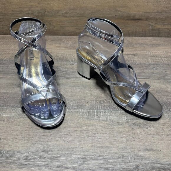 Schutz Stephanie Block Spechio Block Heel Open Toe Sandal Women's Size 8.5 - Picture 4 of 5